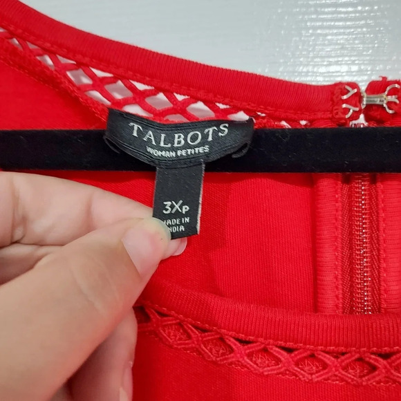 Talbots Woman Petite Red Crochet Sleeveless Fit and Flare Dress in Size 3XP - Picture 2 of 12